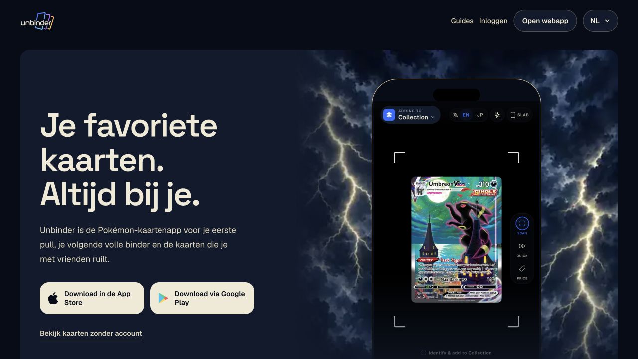 De nieuwe Nederlandstalige homepage van Unbinder